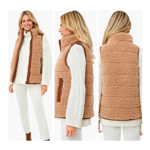 Tuckernuck NEW Reversible Brown Leather and Shearling Sherpa Beckham Vest Size L - Picture 2 of 10